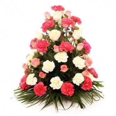 Fresh Flowers Basket Arrangement Mix Carnation and Roses